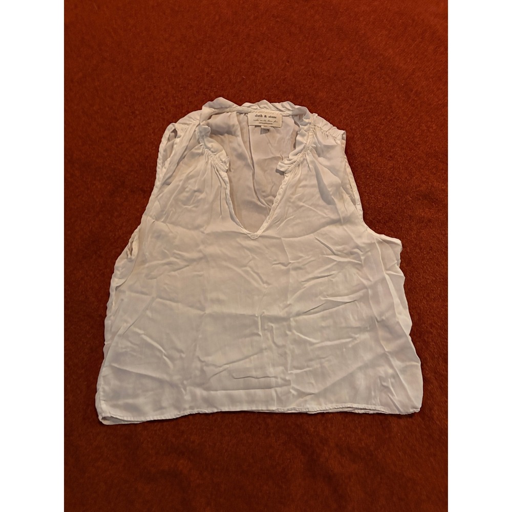 Cloth‎ & Stone Anthropologie White Linen Blend V Neck Sleeveless Top XL